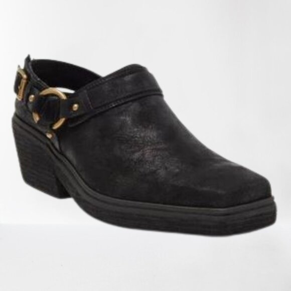 Jeffrey Campbell Rockaways Leather Slingback Square Toe Mules 9 Black Worn Once - Picture 1 of 10
